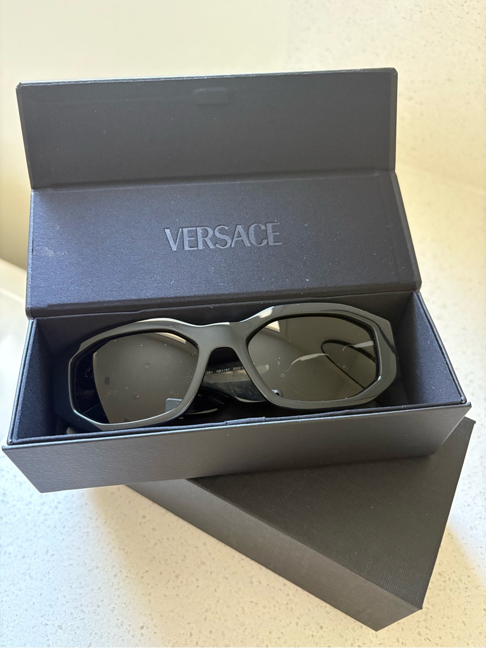 Versace Black Sunglasses with Smoke Lenses